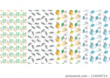 Rosehip Berry twigs and branches Seamless patterns Abstract background Texture Set o4 Wallpaper idea 114649714