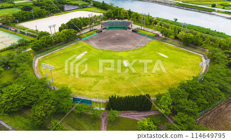 Baseball field photographed by drone 114649795
