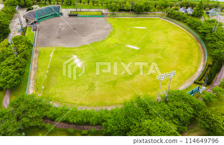 Baseball field photographed by drone 114649796