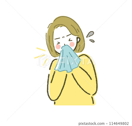 A person suffering from hay fever A woman suffering from allergies Illustration material of poor health A person suffering from hay fever A woman suffering from allergies Illustration material of poor health 114649802