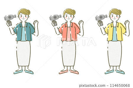 Hairdresser female occupation illustration material set Hairdresser female occupation illustration material set 114650068