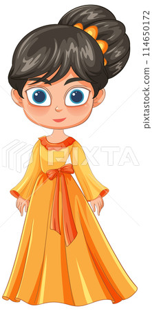Young Girl in Orange Dress 114650172