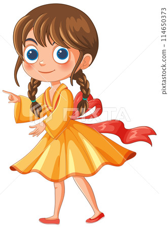 Happy Girl in Yellow Dress 114650373