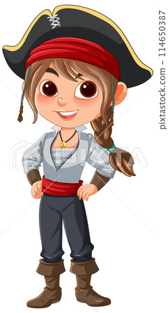 Cheerful Young Pirate Girl Illustration 114650387