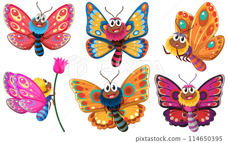 Colorful Cartoon Butterflies Collection Colorful Cartoon Butterflies Collection 114650395