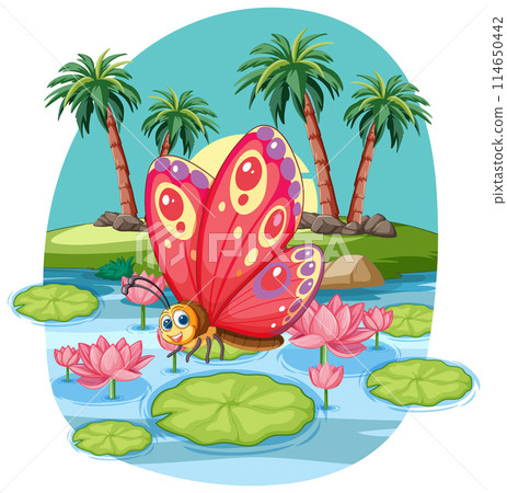 Butterfly Girl in a Tropical Paradise 114650442