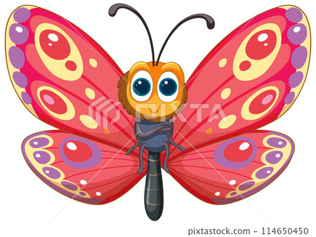Colorful Butterfly Girl Cartoon Illustration 114650450