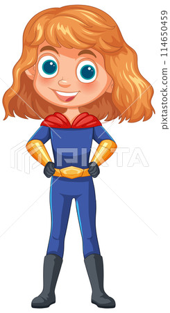 Confident Young Superhero Girl Standing 114650459