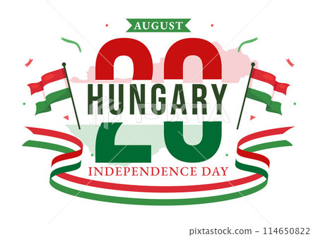 Happy Hungary Independence Day Vector Illustration featuring the Hungarian Waving Flag Background for National Holiday Flat Style Cartoon Background 114650822