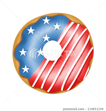 American Patriotic Donut with flag of USA on the glaze. American Patriotic Donut with flag of USA on the glaze. 114651144