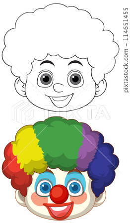 Colorful Clown Face Illustration 114651455
