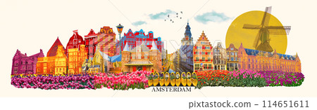 collage of Amsterdam photos Netherlands Holland 114651611