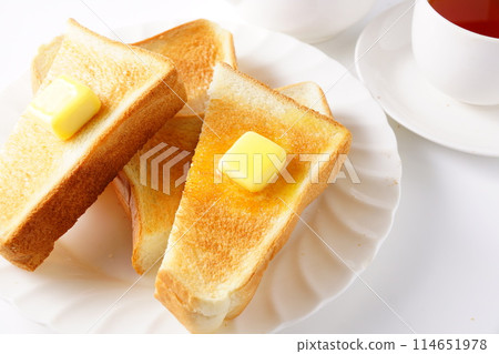 Buttered toast and tea Buttered toast and tea 114651978
