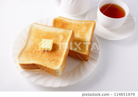 Buttered toast and tea Buttered toast and tea 114651979
