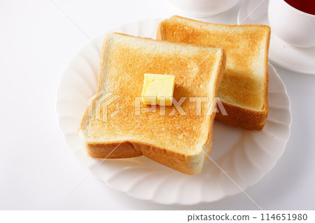 Buttered toast and tea Buttered toast and tea 114651980