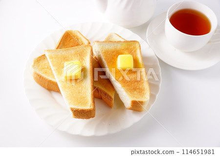 Buttered toast and tea Buttered toast and tea 114651981
