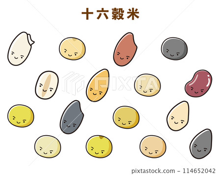 Set of 16 grain rice characters 114652042