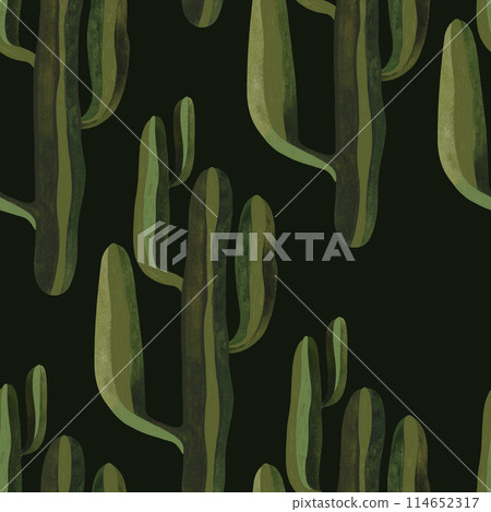Cacti. Seamless watercolor pattern for wrapping paper, wallpaper and textiles. 114652317
