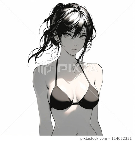 Woman in black bikini swimsuit 114652331