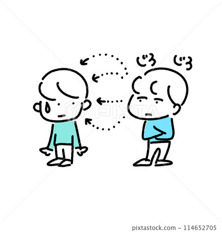 卡通風格的男人盯著你，男人被盯著，不舒服的凝視，簡單可愛的線條畫插圖 114652705