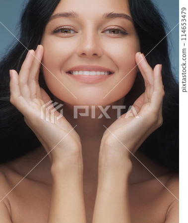 Close-up Portrait of Beautiful Smile Woman Highlighting Dental Care Close-up Portrait of Beautiful Smile Woman Highlighting Dental Care 114653479