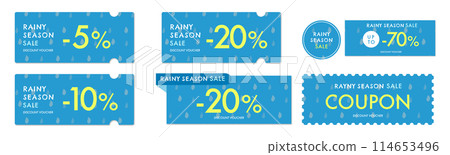 Blue rainy coupon vector icon set 2 for rainy day sales 114653496