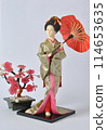 Traditional Japanese female doll. Isolated 114653635