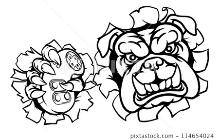Bulldog Dog Video Gaming Gamer Sports Mascot 114654024