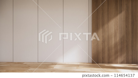 Muji style Empty room minimal with wood panels... - Stock Illustration ...