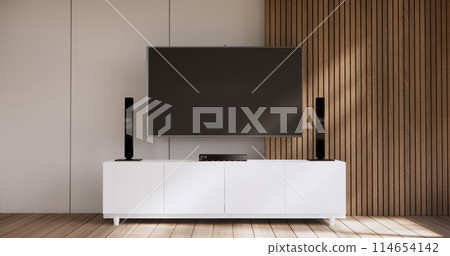 Mock up Cabinet wooden design on modern living room 114654142