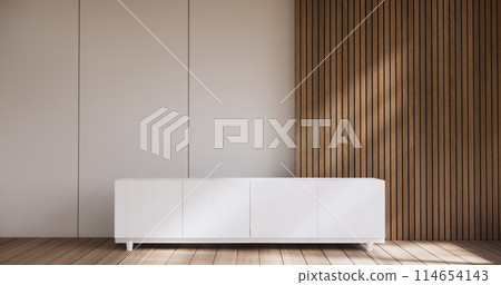Mock up Cabinet wooden design on modern living room 114654143