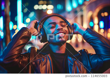 person listening to music 114655003