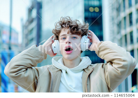 person listening to music 114655004