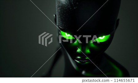 Neon Glare: Angry Black Woman in 3D. Generative AI 114655671