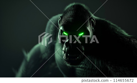 Rampaging Fury: Angry Black Gorilla in 3D. Generative AI 114655672