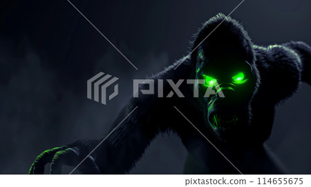 Fury Unleashed: Angry Black Yeti in 3D. Generative AI 114655675