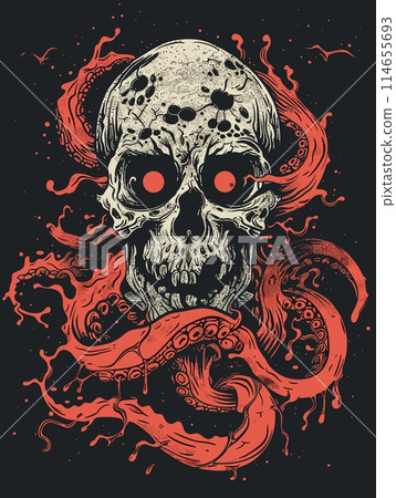 Abstract vector illustration of a skull for printing on a T-shirt 114655693