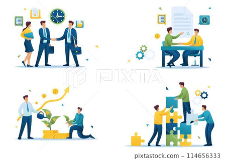 Set of landing pages on the topic of cooperation between companies. web design 114656333