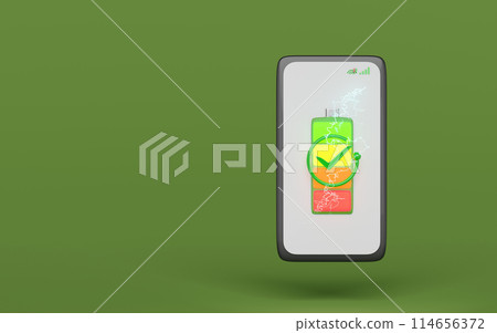 3d smartphone or mobile phone charging with battery charge indicator, check mark, thunder isolated on green background. charging battery technology concept, 3d render illustration 3d smartphone or mobile phone charging with battery charge indicator, check mark, thunder isolated on green background. charging battery technology concept, 3d render illustration 114656372