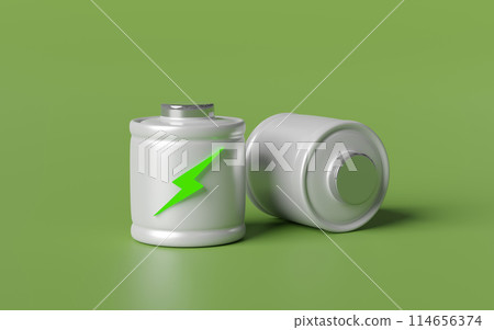 alkaline battery charge indicator with thunder isolated on green background. charging battery technology concept, 3d illustration render alkaline battery charge indicator with thunder isolated on green background. charging battery technology concept, 3d illustration render 114656374
