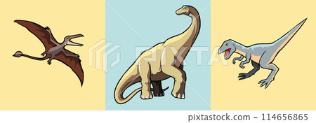 Dinosaurs, prehistoric extinct reptiles 114656865