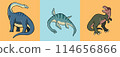 Dinosaurs, prehistoric extinct reptiles 114656866