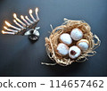 Hanukkah celebration concept. Tasty donuts 114657462