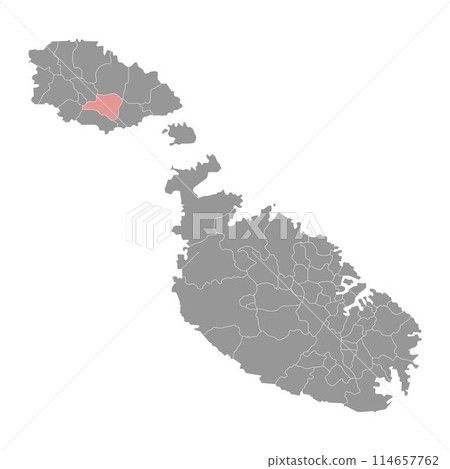 Xewkija District map, administrative division of Malta. Vector illustration. Xewkija District map, administrative division of Malta. Vector illustration. 114657762