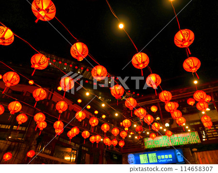 台灣，九份（九份）老街的夜晚_HDR/動漫風格 114658307