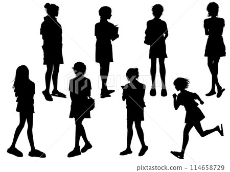 人們女性姿勢剪影集 114658729