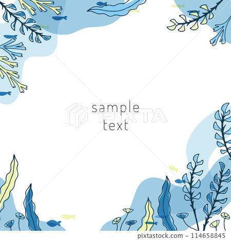 Frame of seaweed and sea creatures Frame of seaweed and sea creatures 114658845