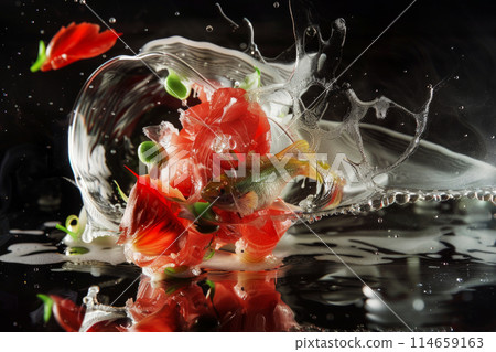 Experience the fusion of science and culinary art in our mesmerizing trout preparation using molecular gastronomy techniques, menu design Experience the fusion of science and culinary art in our mesmerizing trout preparation using molecular gastronomy techniques, menu design 114659163