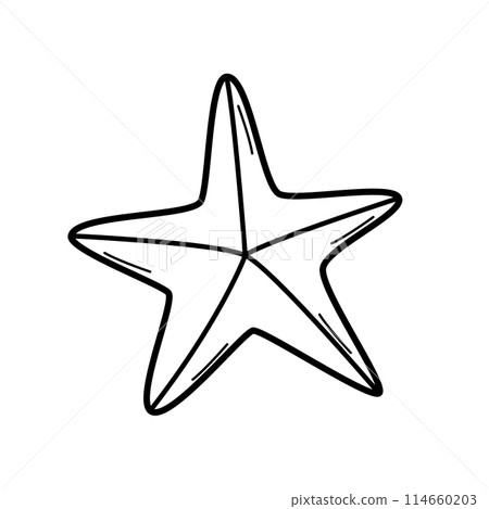 Starfish Icon, single isolate on a white background. Vector illustration wildlife of the underwater world doodle sketch. 114660203