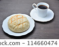 Freshly baked melon bread and coffee 114660474